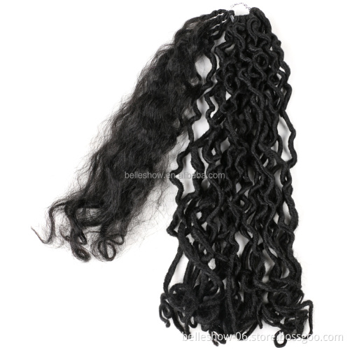 Hot sell 18 Inch Soft Natural Synthetic Hair Faux Locs Wavy Crochet With Curly Braids Goddess Faux Locks River Hair